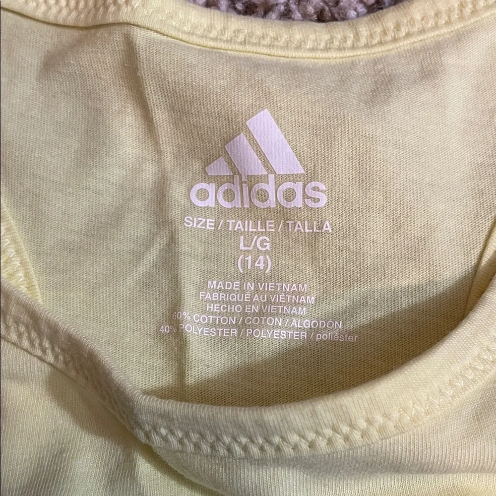 adidas Yellow Racerback Tank with Iridescent Logo